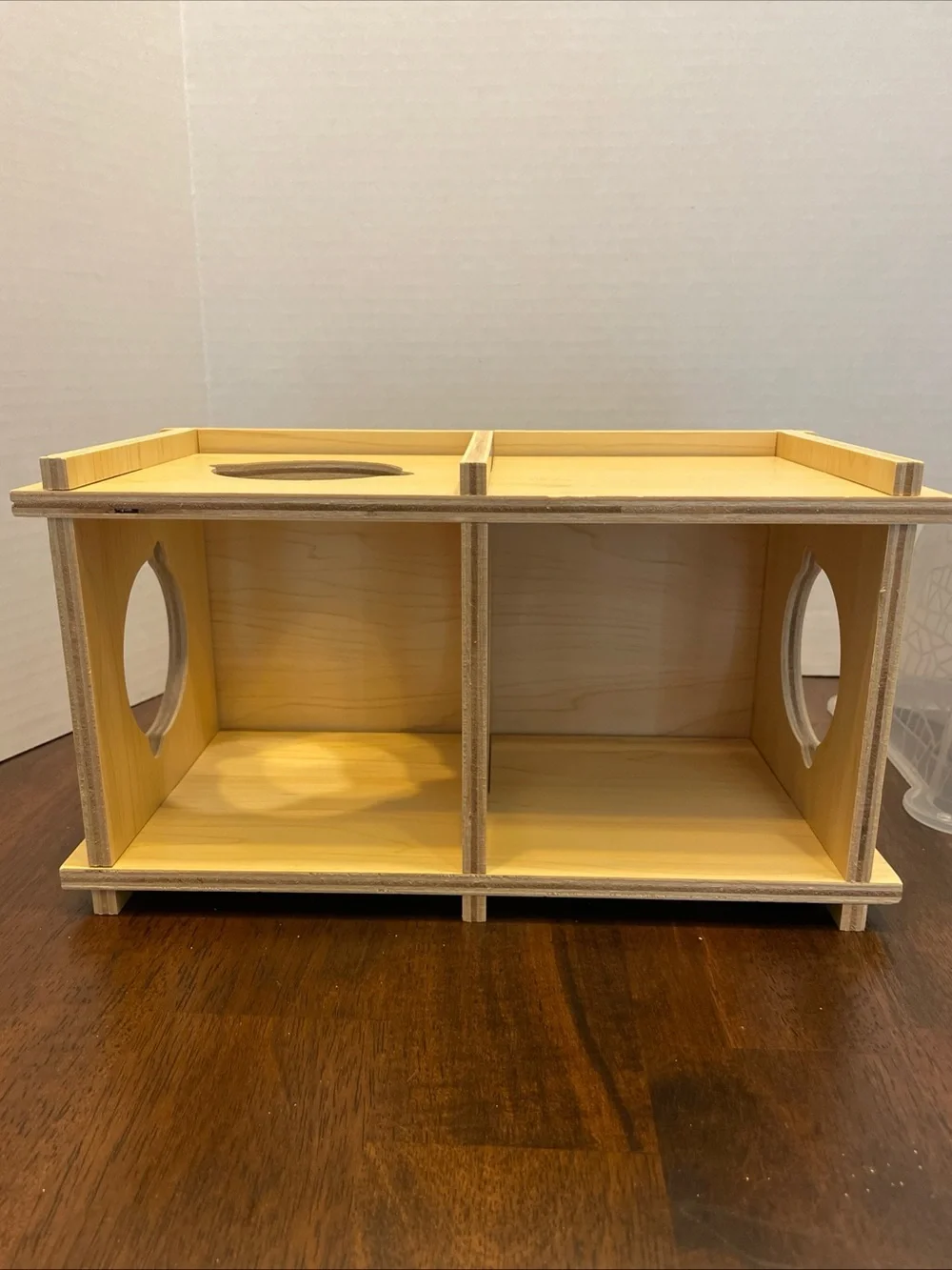 Lot Of 2 Hamster Hideout Natural Wood Tunnel Hide Platform Top. Plastic Castle.